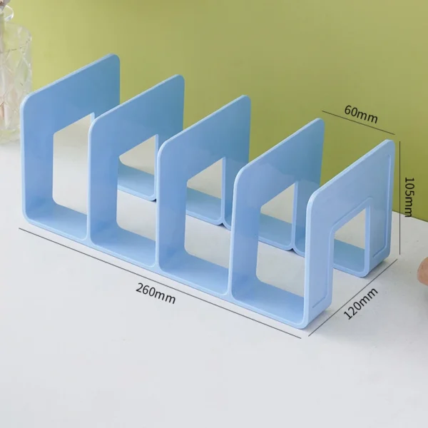 4 Grid Bookends Stand Bookshelf Desktop Decor Storage Rack Bookend Book Holder School Stationery Office Desktop File Organizer - Image 5