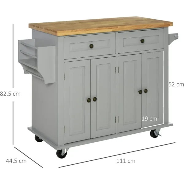 Kitchen Trolley, Rolling Cart with Rubberwood Top, Spice Rack, Towel Rack and Drawers for Dining Room, Rolling Kitchens Trolleys - Image 5