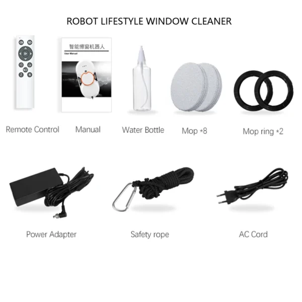 Window Washer Robot Glass Cleaner with Sprayer Smart Cleaning Wiper Two Water Tanks Electric Outdoor Home Appliance - Image 6