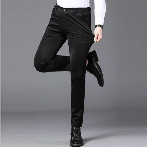 Male Pants Stretch Solid Black Smart Casual Men's Trousers Office Quick Dry Suit Pants New Spring Autumn Korean Straight Pants - Image 4