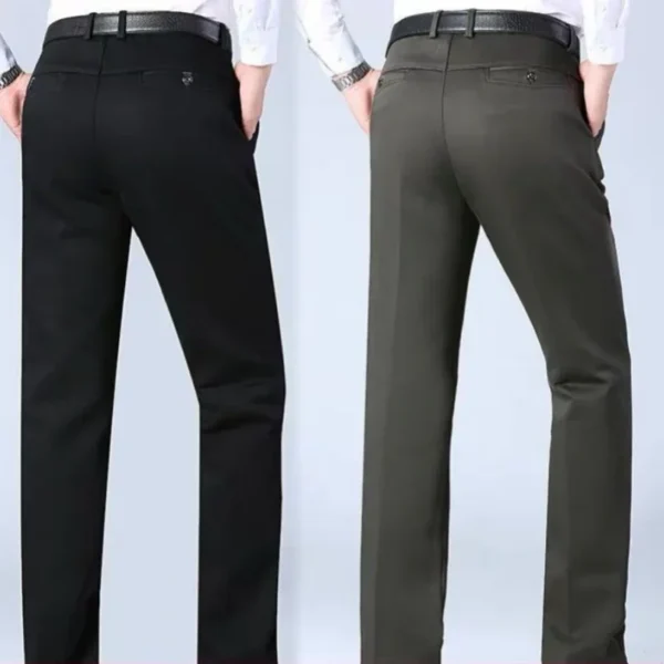 Mens Summer Lightweight Thin Autumn Thick Suit Pant Cotton Slacks Straight Loose Bland Solid High Waist Business Casual Pants