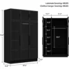 Glass Wardrobe Closet with Lights, Amoire Wardrobe with Glass Doors and Shelves, Armoire Wardrobe Closet with Hanging Rod - Image 6