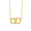Korean version minimalist and fashionable S925 sterling silver plated K-gold double ring circular zirconia inlaid niche necklace - Image 5