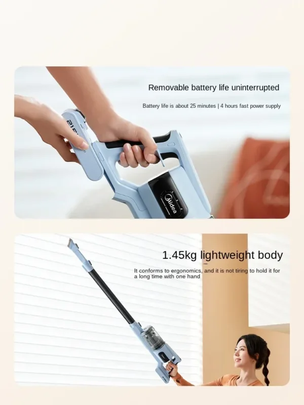 Midea QN8 vacuum cleaner Household appliances Small large suction hand-held silent strong pet hair suction cleaning machine - Image 4