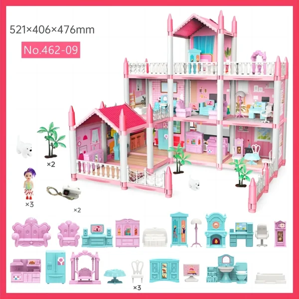 Children's Music Doll House Assembly Villa House 3D DIY Dream Princess Castle Villa Assembly Doll House Set Toy Girl Family Toy - Image 3