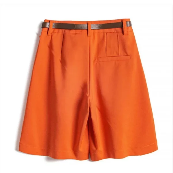 Women's High Waist Summer Shorts Fashion Solid Color Casual Short Pants Female Orange Button Fly Loose Bermuda Shorts for Women - Image 4