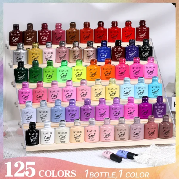 LILYCUTE 60/20Pcs/Set Nail Gel Polish 125 Colors Long Lasting Manicure Kit Semi Permanent Soak Off Base Top Coat Nail Art UV Gel - Image 5