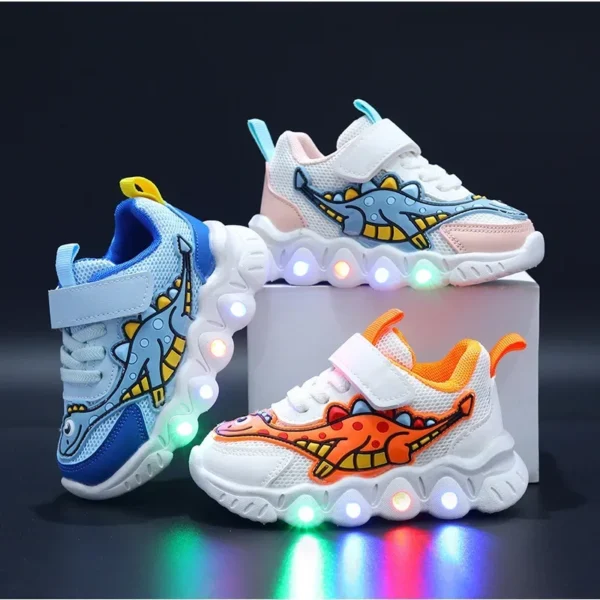 Zapatillas LED Kid Cartoon Dinosaur Boy Casual Sneaker Boy Kid Shoe Girl Mesh Breathable Shoe Baby Illuminated Shoe Tennis Shoes - Image 5