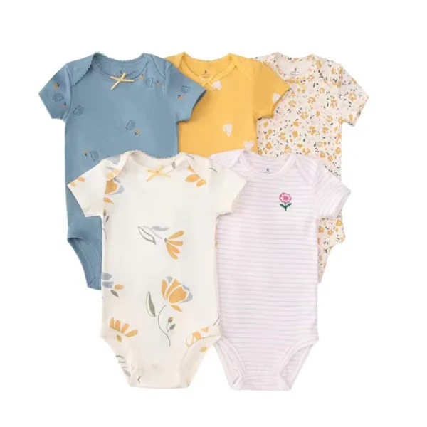 5Pcs/Lot Baby Summer Bodysuits Clothes Fashion Cotton Short Sleeves Newborn Baby Girl Boy Clothing Cute Jumpsuit Infant Outfits - Image 3