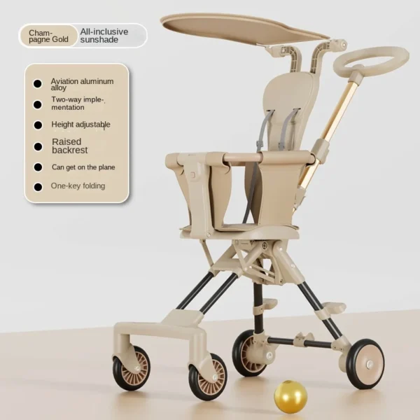 New Children Walking Baby Stroller Baby Stroller Four Wheels Lightweight Folding Car Free Installation Two-way Stroller - Image 5