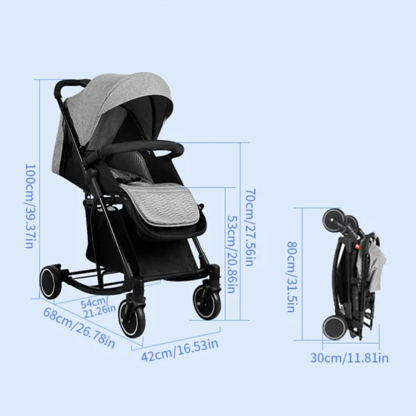 Baby Stroller, One-Hand Fold and Adjustable Canopy Lightweight Baby Stroller, 4 Wheels Infant Stroller - Image 2