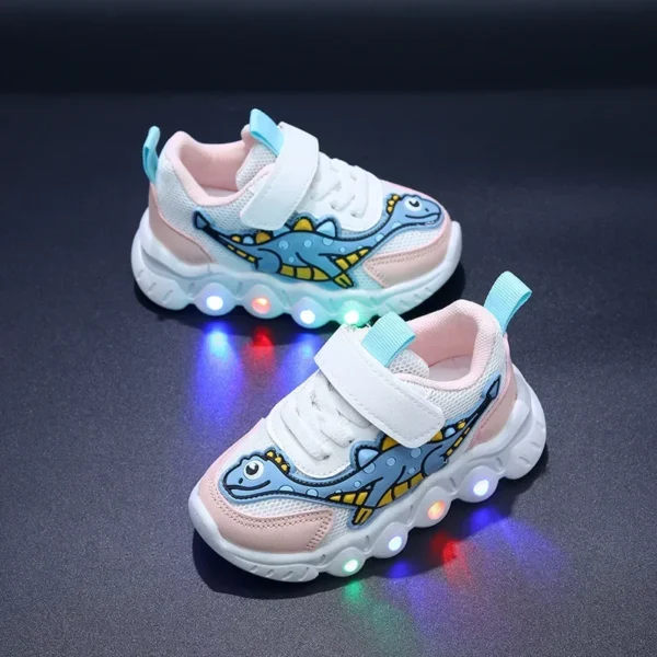 Zapatillas LED Kid Cartoon Dinosaur Boy Casual Sneaker Boy Kid Shoe Girl Mesh Breathable Shoe Baby Illuminated Shoe Tennis Shoes - Image 4