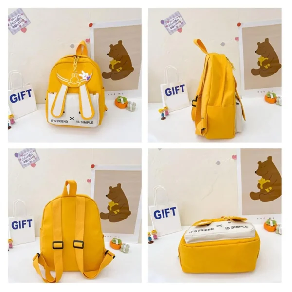 In stock, cute rabbit ear nylon waterproof backpack, 5 colors, 2-8 year old baby backpack, children's favorite style - Image 4