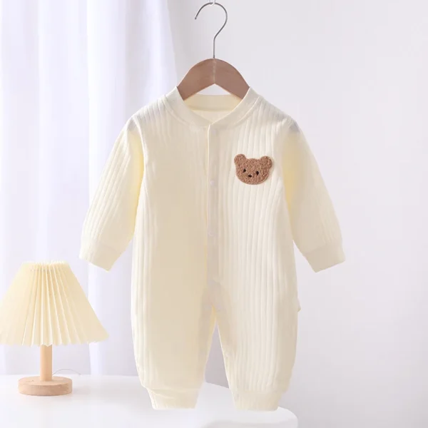 2024 Autumn Baby Romper Solid Color Bear Jumpsuit Cotton Spring Newborn One-Pieces Clothing for Boys Girls Infant Onesie 0-18M - Image 4