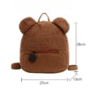 Backpack Cute Bear Plush Solid Color Baby Bag Custom Name Casual Backpack for Toddler Kids - Image 3