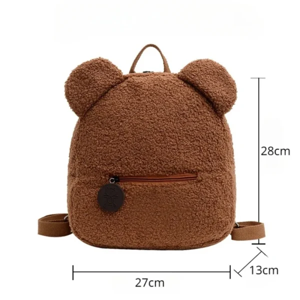 Backpack Cute Bear Plush Solid Color Baby Bag Custom Name Casual Backpack for Toddler Kids - Image 3