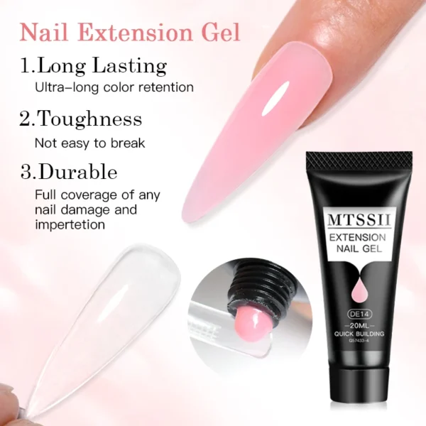 Mtssii 20mlNail Extension Gel Set Clear Nude Pink Building Nail Gel For Quickly Nail Prolong Soak Off Manicure Nail Art Tool Kit - Image 5