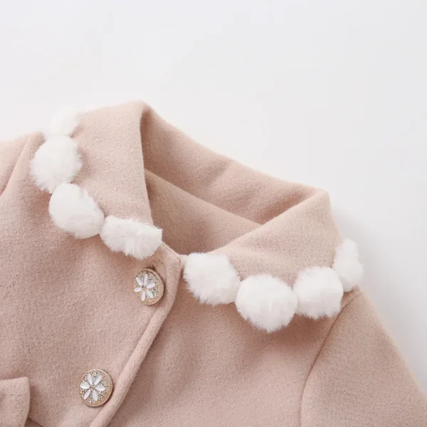 (Girls 0-3 years old) Winter Dresses New for Girls Delicate Button Coat Bow Long Sleeve Furry Nizi Coat Sweet Princess Fashion - Image 5