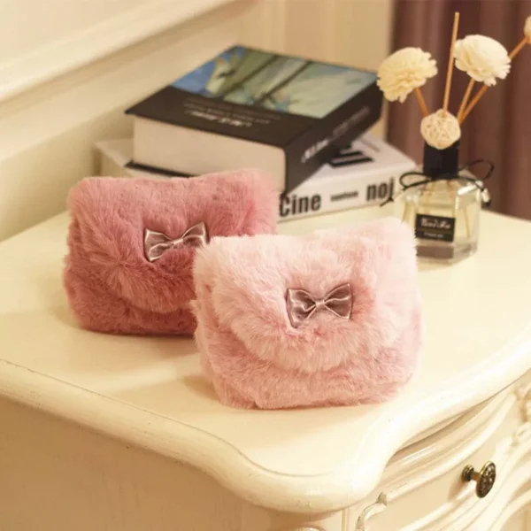 Korean Winter Baby Girl Bags Faux Fur Cute Bow Kids Princess Crossbody Bags Outdoor Travel Girl Messenger Bags Kids Shoulder Bag - Image 3