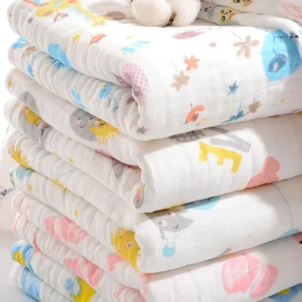 Baby Blankets 6 Layers 100% Cotton Gauze Breathable Infant Wrap Soft Absorbent Newborn Swaddle Blankets Cartoon Baby Bath Towel - Image 6