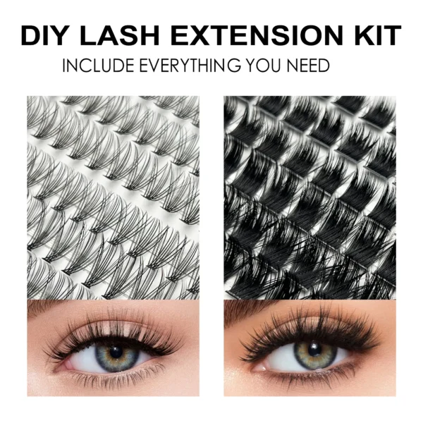 Eyelashes 280 PCS 8-16mm Clusters Lash Bond and Seal Makeup Tools DIY Lashes Extension Kit for Gluing Lashes Gluing Glue - Image 3