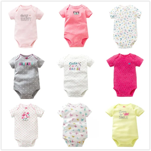 3Pcs/Lot Baby Summer Bodysuits Clothes Fashion Cotton Short Sleeves Newborn Baby Girl Boy Clothing Cute Jumpsuit Infant Outfits - Image 4