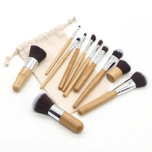 New 11Pcs Bamboo Handle Makeup Brush Set Loose Powder Blush Eyeshadow Brush Beauty Tool - Image 4