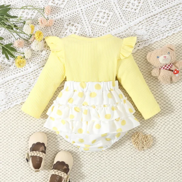 0-18 Months Newborn Baby Girl Cute Teddy Bear Long Sleeved Bodysuit Dress for Infant Girl Fashion Costumes Autumn One Piece - Image 4