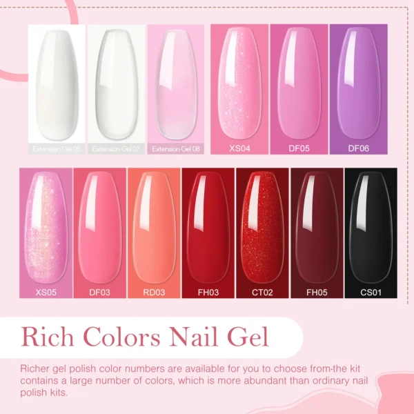 COSCELIA Nail Starter Kit 36W Nail Lamp Nail Drill Machine with 10PCS Nail Gel Polish 3PCS Poly Extension Gel Manicure Kits - Image 2