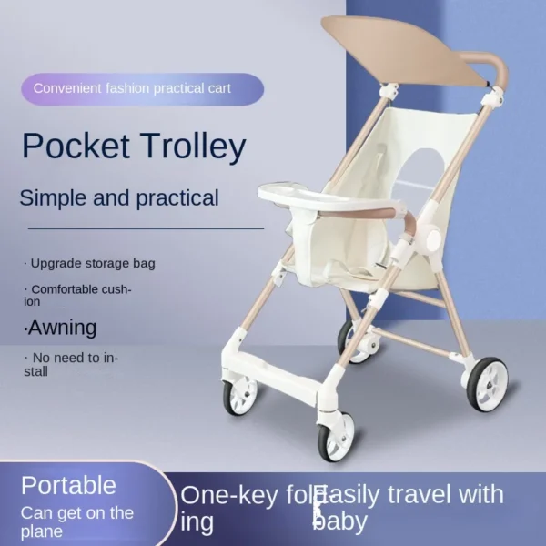 Children's Pocket Car 3-6 Years Old can Sit and Lie Down Lightweight Folding Stroller Dinner Plate Four-wheeled Baby Strollers - Image 2