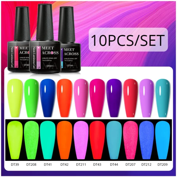 MEET ACROSS 10Pcs/Set Purple Nude Series Gel Nail Polish Summer Simple Nail Art Varnish Semi Permanent UV Gel Manicure Kits - Image 5