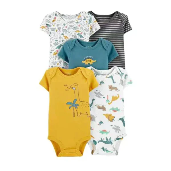 5Pcs/Lot Baby Summer Bodysuits Clothes Fashion Cotton Short Sleeves Newborn Baby Girl Boy Clothing Cute Jumpsuit Infant Outfits - Image 5