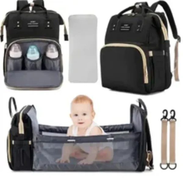 Diaper Bag Backpack Foldable Travel Mummy Bag with Nappy Backpack Diaper Wet Bag Changing Pad Baby Crib