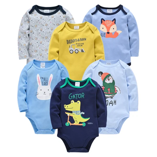 Kavkas Baby Boys Girls Bodysuit 6 PCS 3 PCS Long Sleeve 100% Cotton Baby Clothes 0-12 months Newborn body bebe Jumpsuit Clothing - Image 6