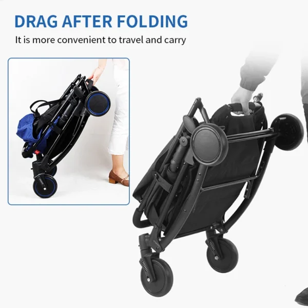 Baby Stroller, One-Hand Fold and Adjustable Canopy Lightweight Baby Stroller, 4 Wheels Infant Stroller - Image 3