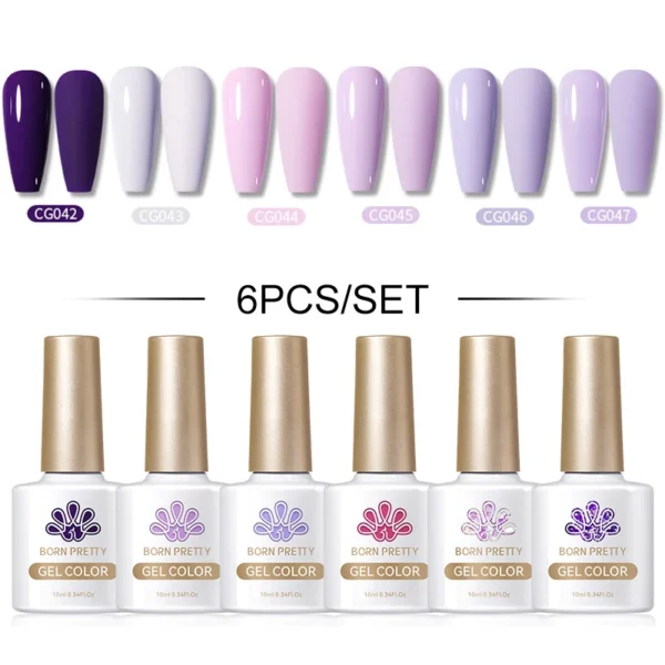 BORN PRETTY 10ml Nail Gel Polish Set Gorgeous Purple Color Semi Permanent Full Coverage Paint Soak off UV LED Gel Nail Varnish - Image 2